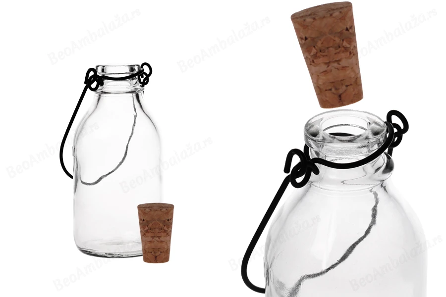 Staklena flašica sa metalnom drškom i pampurom 100mL-dimenzije_slike