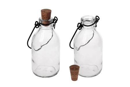 Staklena flašica sa metalnom drškom i pampurom 100mL-3
