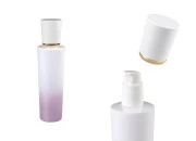 Luksuzna staklena bočica 100mL ljubičasto bele boje sa pumpicom za kreme i akrilnim zatvaračem-slika_proizvoda