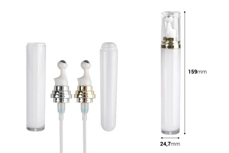 Cilindrična akrilna bočica 20mL za kozmetičku upotrebu, sa roll-on pumpicom i zatvaračem-2