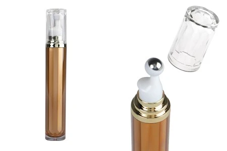 Akrilna bočica 20mL za kozmetičku upotrebu u braon boji, sa roll-on pumpicom i zatvaračem-1