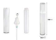 Akrilna bočica 20mL za kozmetičku upotrebu u biserno beloj boji, sa roll-on pumpicom i zatvaračem-dimenzije_slike