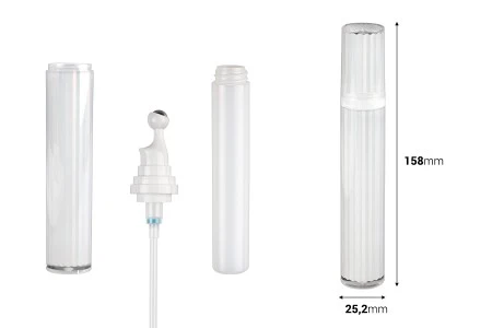 Akrilna bočica 20mL za kozmetičku upotrebu u biserno beloj boji, sa roll-on pumpicom i zatvaračem-2