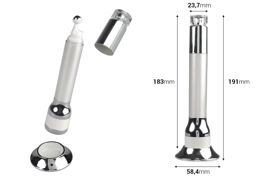 Akrilna bela bočica 15mL sa roll-on pumpicom za serum i vibracijom na dodir Akrilna bela bočica 15mL sa roll-on pumpicom za serum i vibracijom na dodir