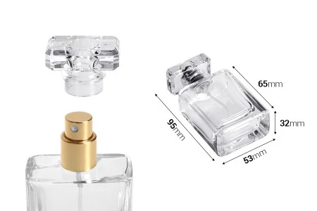 Staklena parfemska bočica 50mL providna sa sprejom i poklopcem-2