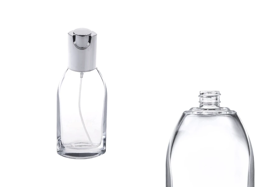 Staklena flašica 45mL sa aluminijumskim srebrnim sprejom i zatvaračem Staklena flašica 45mL sa aluminijumskim srebrnim sprejom i zatvaračem