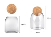 Staklena providna posuda 500mL sa čepom od prirodne plute u obliku kugle-dimenzije_slike