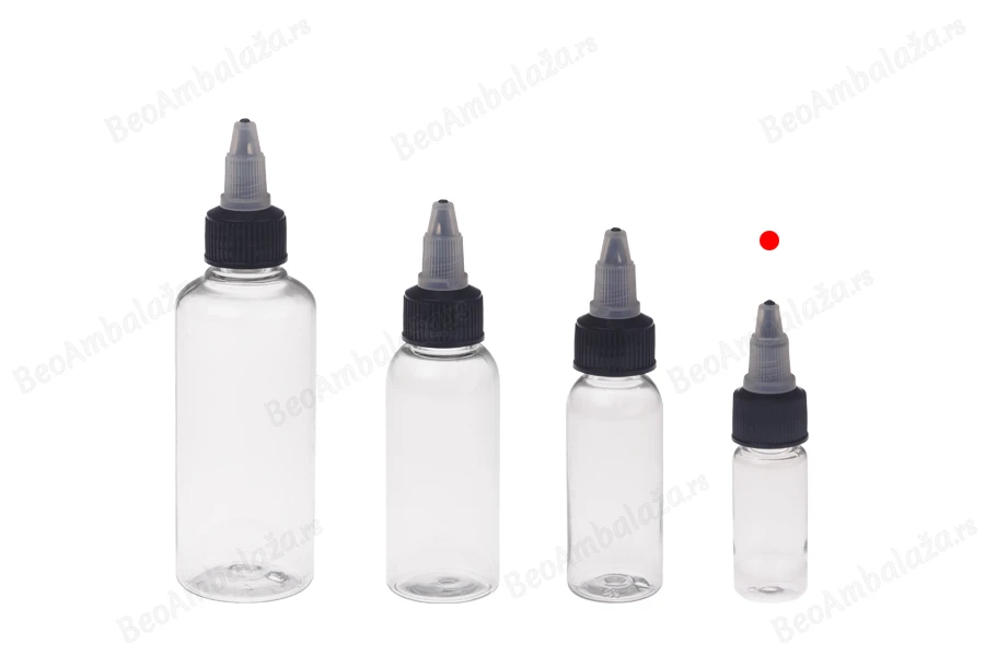 Plastična PET bočica 10mL sa crnim "unicorn" poklopcem za elektronsku cigaretu - 50 kom-grupa_slika