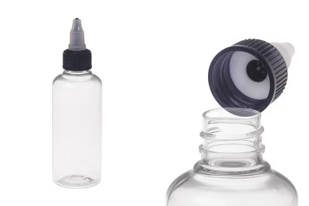 Plastična PET bočica 100mL sa crnim "unicorn" poklopcem za elektronsku cigaretu - 50 kom-1