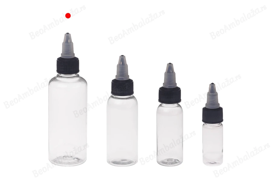 Plastična PET bočica 100mL sa crnim "unicorn" poklopcem za elektronsku cigaretu - 50 kom-grupa_slika