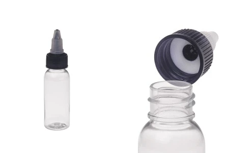 Plastična PET bočica 30mL sa crnim "unicorn" poklopcem za elektronsku cigaretu - 50 kom-1