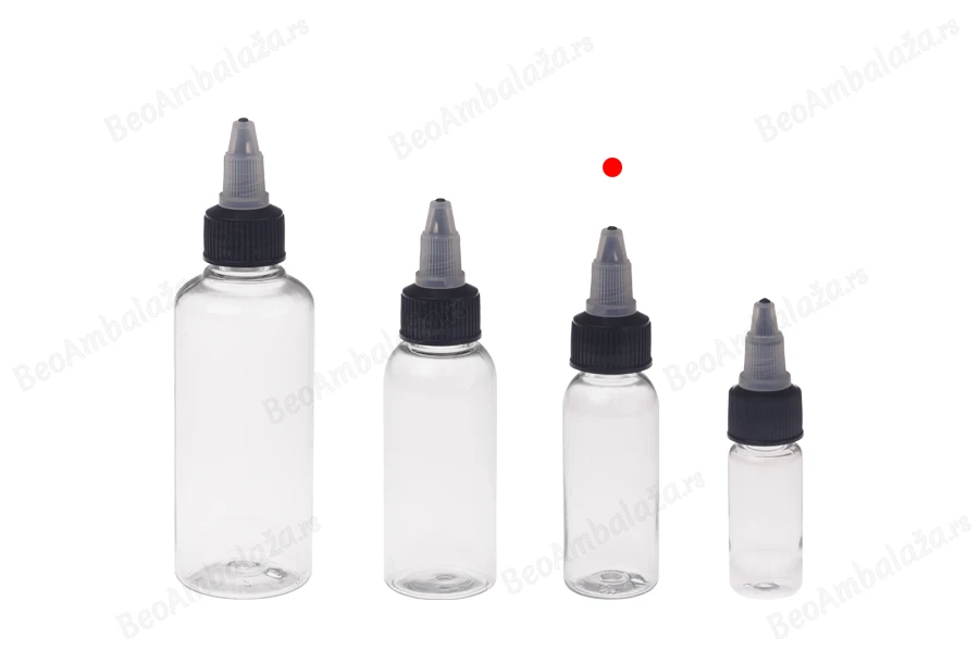 Plastična PET bočica 30mL sa crnim "unicorn" poklopcem za elektronsku cigaretu - 50 kom-grupa_slika