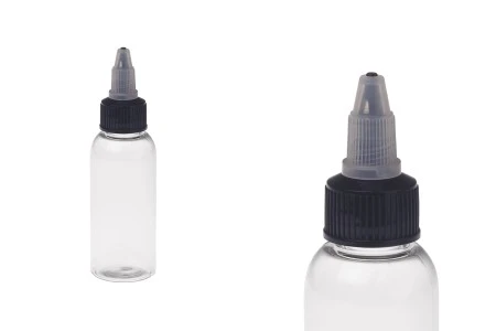 Plastična PET bočica 50mL sa crnim "unicorn" poklopcem za elektronsku cigaretu - 50 kom-2