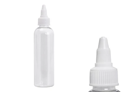 Flašica PET 120mL providna sa belim twist up zatvaračem "unicorn" za elektronske cigarete - 50 kom-1