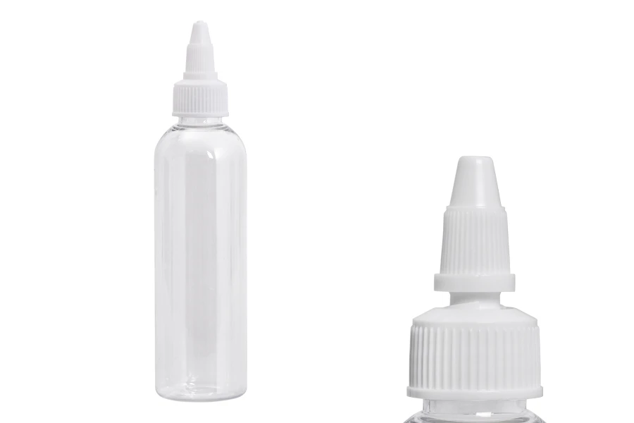 Flašica PET 120mL providna sa belim twist up zatvaračem "unicorn" za elektronske cigarete - 50 kom Flašica PET 120mL providna sa belim twist up zatvaračem "unicorn" za elektronske cigarete - 50 kom