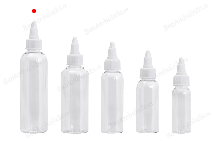 Flašica PET 120mL providna sa belim twist up zatvaračem "unicorn" za elektronske cigarete - 50 kom-grupa_slika