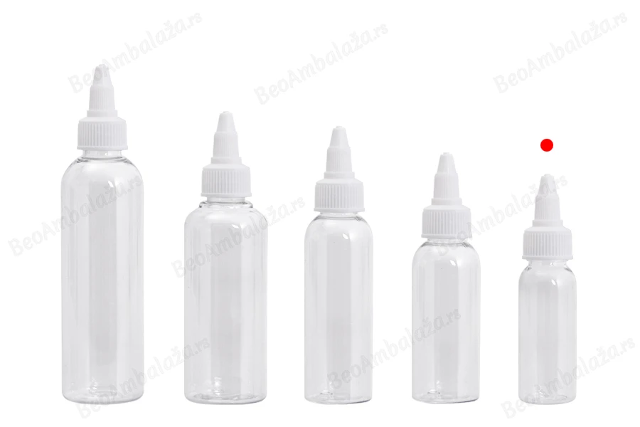 Flašica PET 30mL providna sa belim twist up zatvaračem "unicorn" za elektronske cigarete - 50 kom-grupa_slika