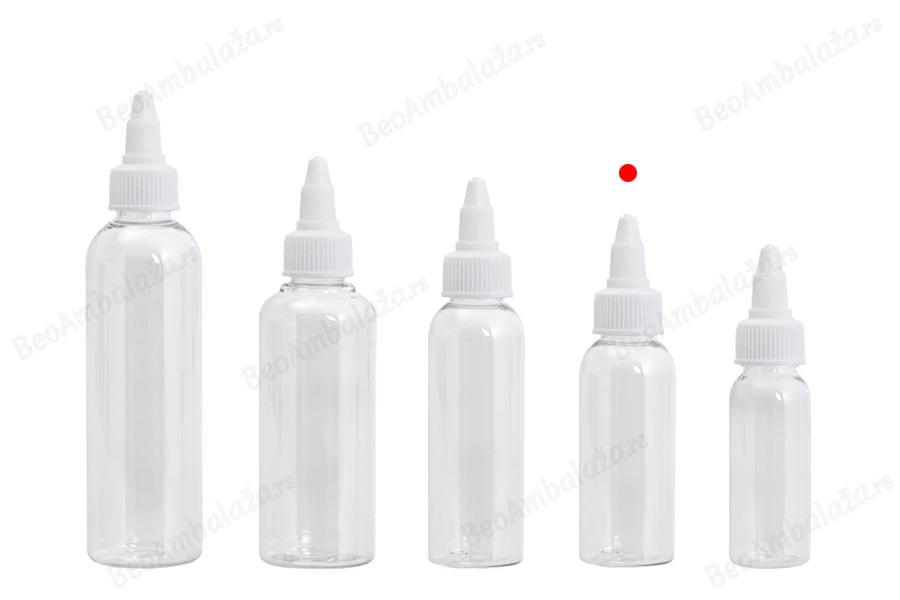 Flašica PET 50mL providna sa belim twist up zatvaračem "unicorn" za elektronske cigarete - 50 kom-grupa_slika