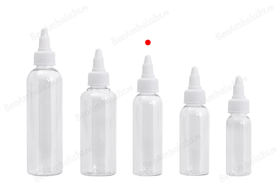 Flašica PET 60mL providna sa belim twist up zatvaračem "unicorn" za elektronske cigarete - 50 kom-grupa_slika