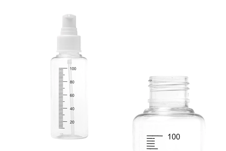 Plastična flašica 100mL za kreme sa mernim oznakama, pumpicom i zatvaračem - 24 kom Plastična flašica 100mL za kreme sa mernim oznakama, pumpicom i zatvaračem - 24 kom