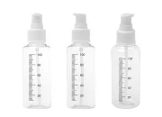 Plastična flašica 100mL za kreme sa mernim oznakama, pumpicom i zatvaračem - 24 kom Plastična flašica 100mL za kreme sa mernim oznakama, pumpicom i zatvaračem - 24 kom