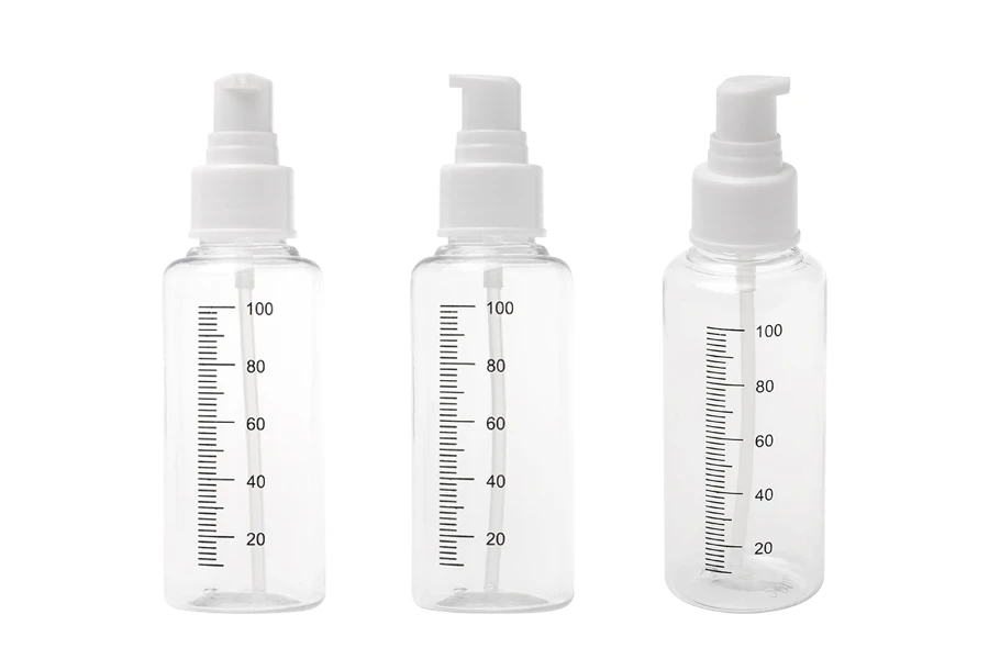 Plastična flašica 100mL za kreme sa mernim oznakama, pumpicom i zatvaračem - 24 kom Plastična flašica 100mL za kreme sa mernim oznakama, pumpicom i zatvaračem - 24 kom