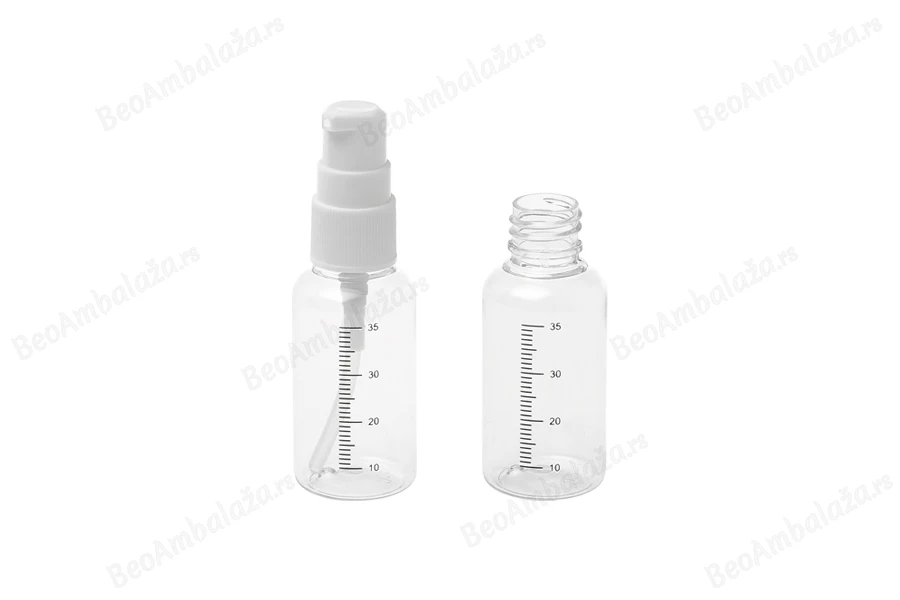 Plastična flašica 35mL za kreme sa mernim oznakama, pumpicom i zatvaračem - 36 kom-grupa_slika
