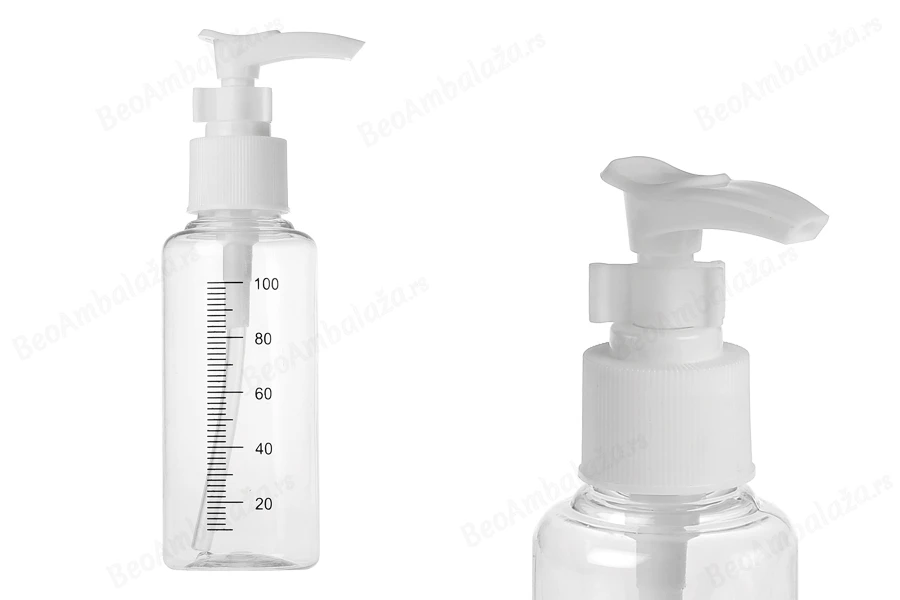 Plastične flašice 100mL sa mernim oznakama i pumpicom - 24 kom-slika_proizvoda