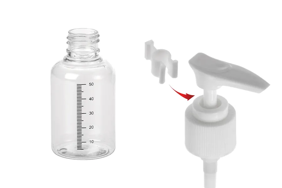 Plastična flašica 50mL sa mernim oznakama, za šampon - 24 kom Plastična flašica 50mL sa mernim oznakama, za šampon - 24 kom