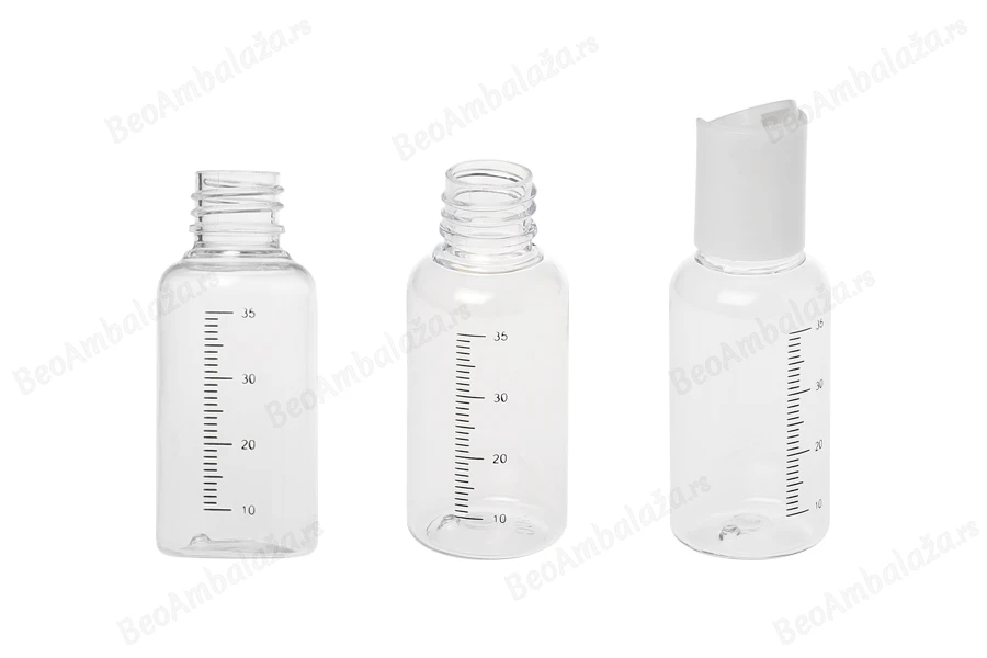 Providna plastična flašica 35mL sa mernim oznakama i belim disk top zatvaračem - 24 kom-grupa_slika