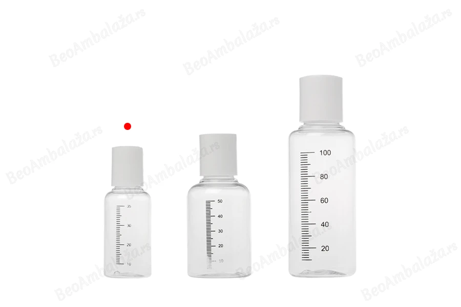 Providna plastična flašica 35mL sa mernim oznakama i belim disk top zatvaračem - 24 kom-grupa_slika