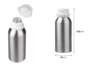 Aluminijumska boca 500mL za čuvanje esencija, parfema i alkoholnih rastvora sa čepom i plastičnim belim zaštitnim poklopcem