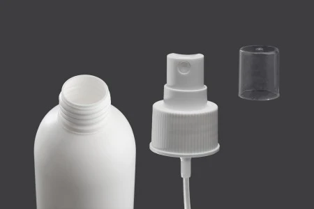 Plastična bela bočica 300mL sa sprejom i providnim zatvaračem-2