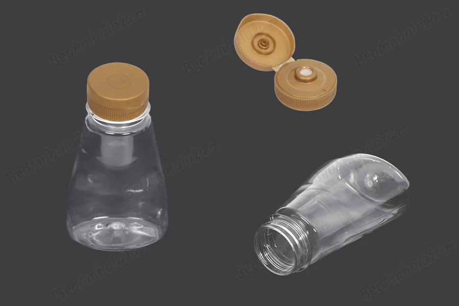 Plastična providna flaša 175 ml za kečap, senf, med - 10 kom-dimenzije_slike