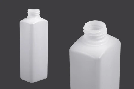 Plastična poluprovidna četvrtasta flaša 300 mL, 28/410-1