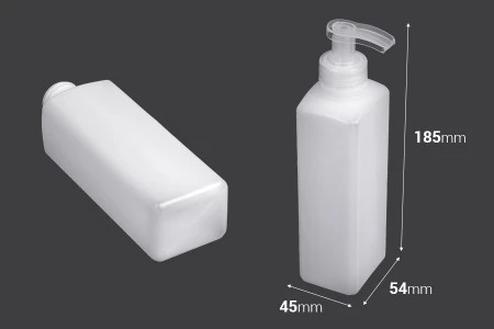 Plastična poluprovidna četvrtasta flaša 300 mL sa pumpicom, 28/400-2