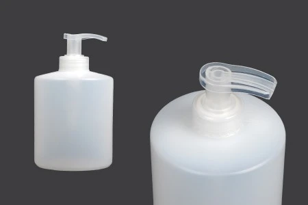 Plastična poluprovidna cilindrična flaša 400 mL sa pumpicom, 28/400-1