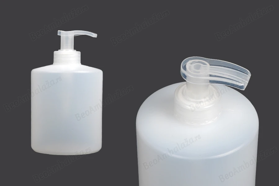 Plastična poluprovidna cilindrična flaša 400 mL sa pumpicom, 28/400-slika_proizvoda