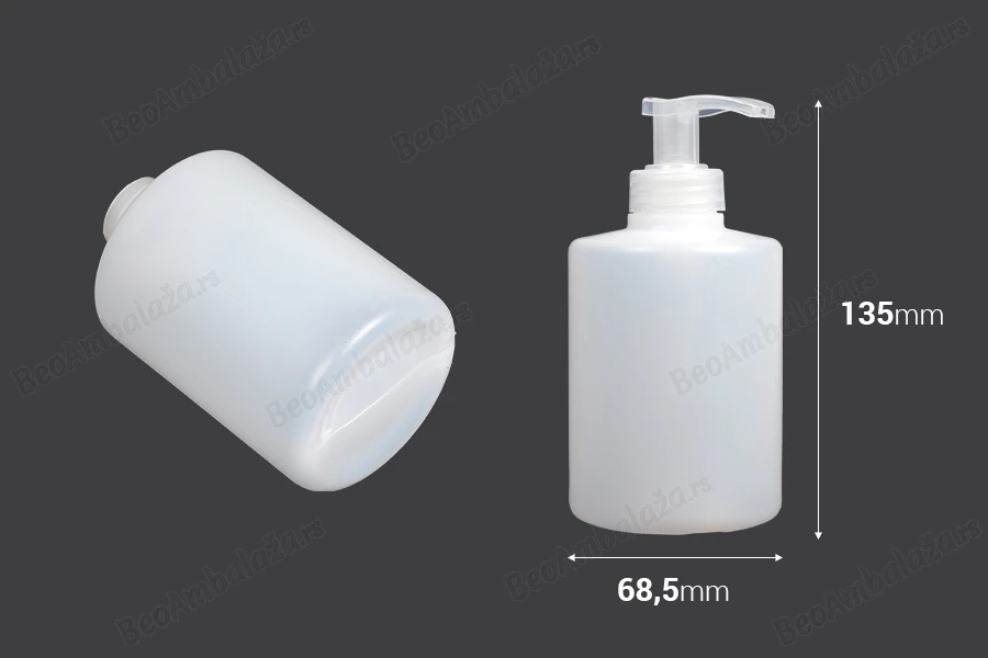 Poluprovidna cilindrična plastična flašica 300mL-dimenzije_slike