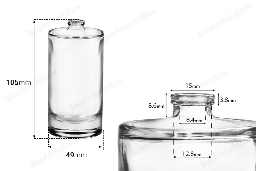 Okrugla bočica za parfeme 100mL sa sigurnosnim Crimp zatvaranjem 15 mm-dimenzije_slike