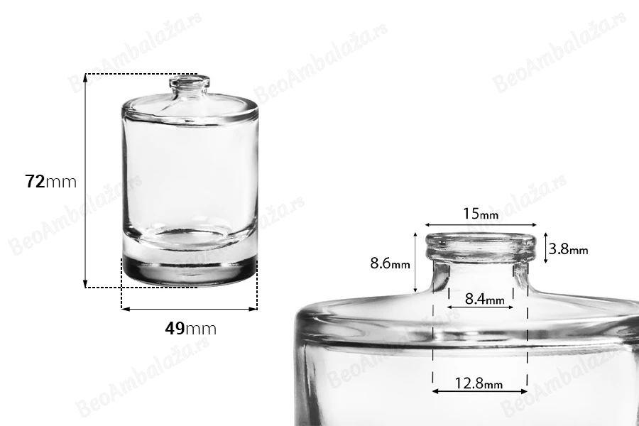 Okrugla bočica za parfeme 50mL sa sigurnosnim Crimp zatvaranjem 15 mm-dimenzije_slike