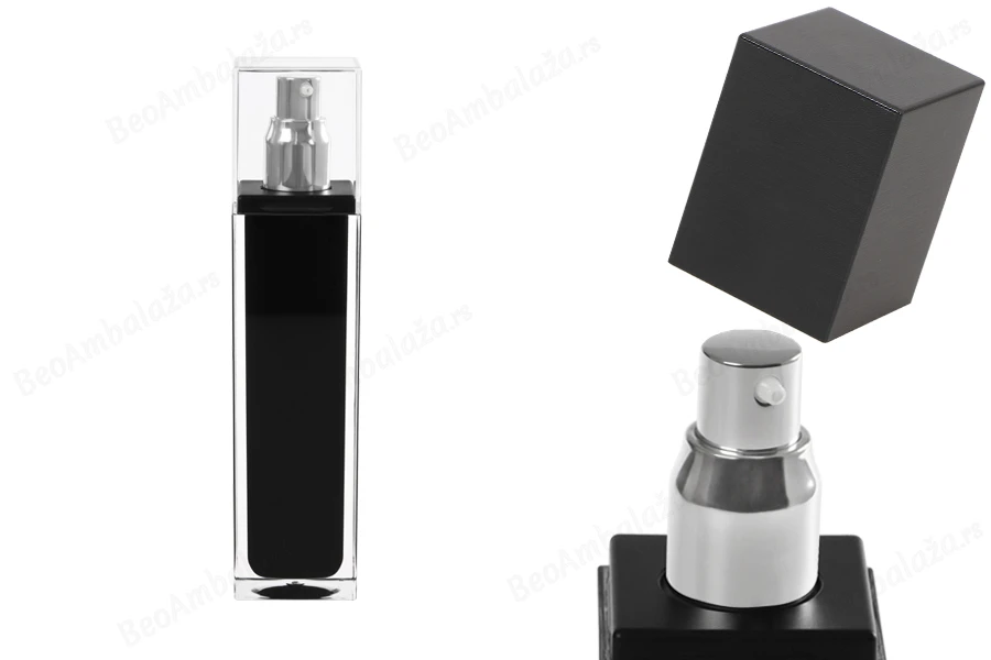 Luksuzna crna bočica 100mL sa pumpicom i zatvaračem-dimenzije_slike
