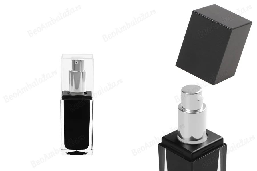 Luksuzna crna bočica 15mL sa pumpicom i zatvaračem-dimenzije_slike