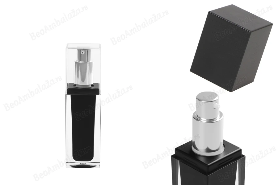Luksuzna crna bočica 30mL sa pumpicom i zatvaračem-dimenzije_slike