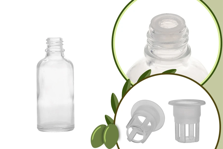Staklena providna bočica 50mL za ulje Staklena providna bočica 50mL za ulje