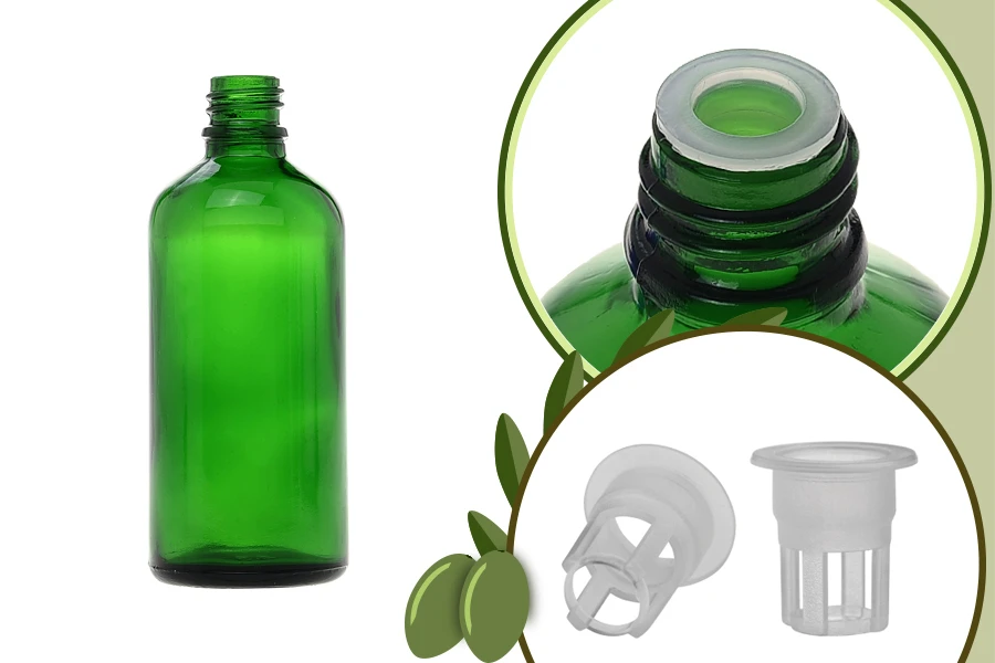 Staklena zelena bočica 100mL za ulje Staklena zelena bočica 100mL za ulje