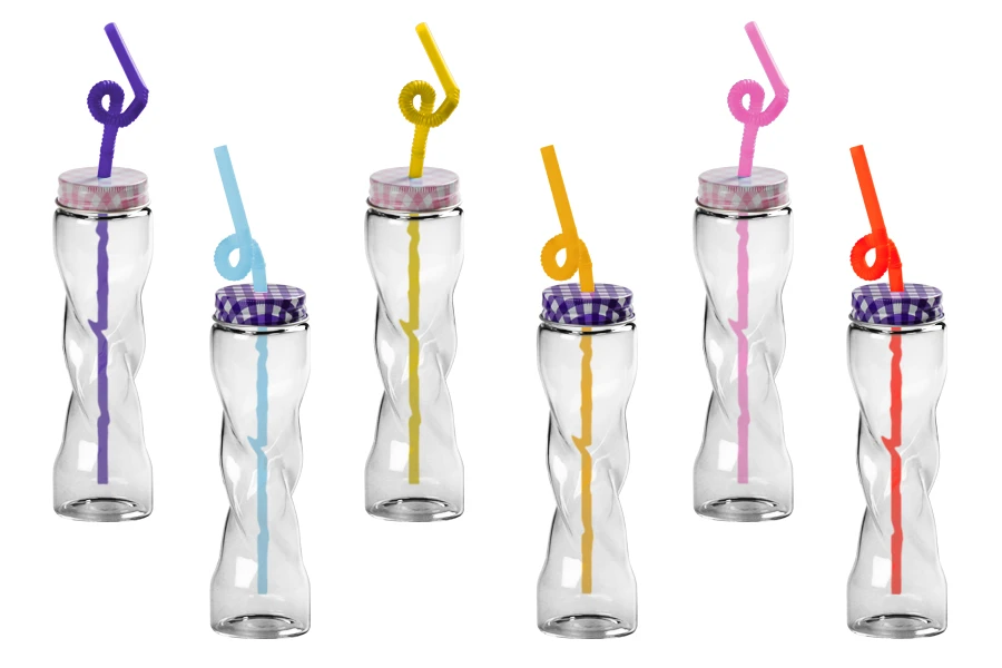 Staklena flašica 100mL sa zatvaračem i slamčicom, više boja-grupa_slika