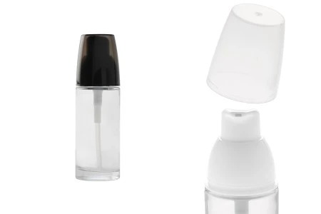 Staklena okrugla bočica 30mL za kreme sa pumpicom i zatvaračem u dve boje-1