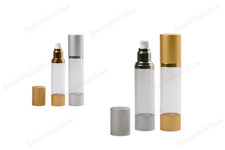 Airless akrilna bočica 50mL za kreme sa aluminijumskom osnovom i zatvaračem u 2 boje-slika_proizvoda