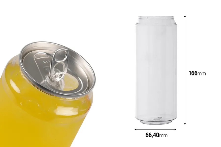 Providna (PET) plastična limenka 500mL sa aluminijumskim poklopcem (nepohodna upotreba mašine za zatvaranje) - 100 kom-dimenzije_slike